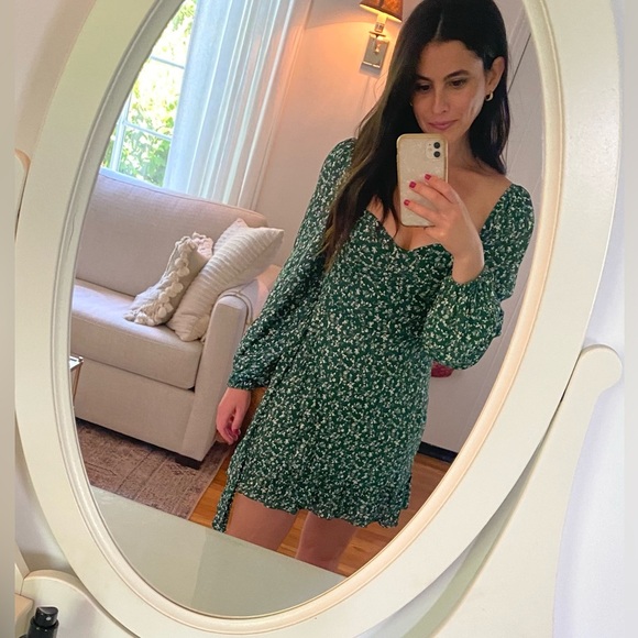 Reformation Cammi Dress green floral size 4 - Picture 2 of 4